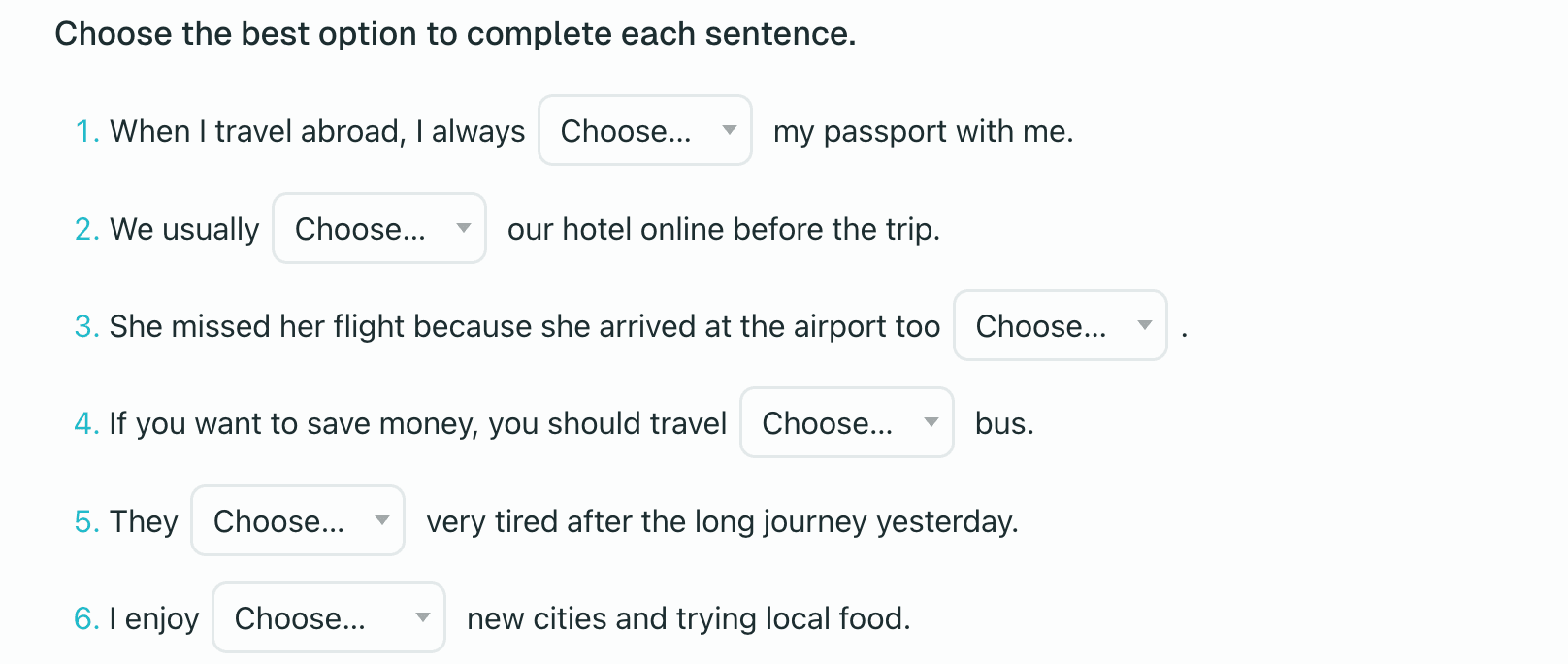 Screenshot des Multiple Choice-Widgets